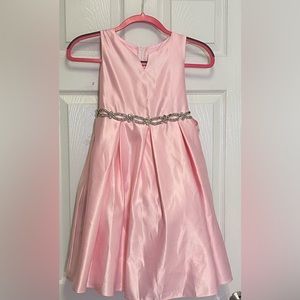 Ellie Kids Pink Satin Dress with Blingy Sash - Girls Size 8